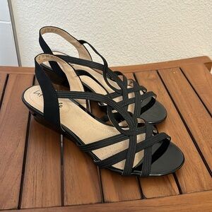 Black Strappy Formal Wedge Sandal